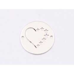 E1786 N Link Ag 925 Heart with Stars , 13mm, 0.5mm 1 buc