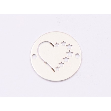 E1786 N Link Ag 925 Heart with Stars , 13mm, 0.5mm 1 buc