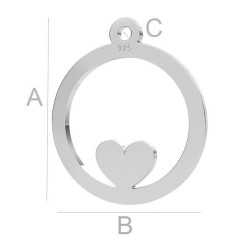 G1964-N-Charm rotund cu inimioara Argint 925 16x14x0.5MM