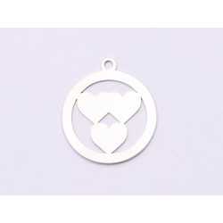 E0922-N-Pandant Glob cu inimioare 19x17mm, 0.33mm