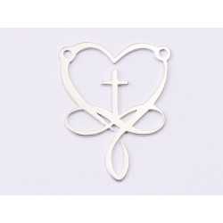 E1479 N - Pandant argint 925 Inima cu infinit si cruce, 20x25mm- 1 buc