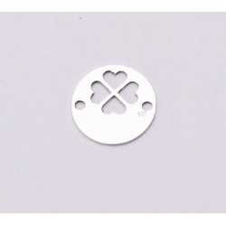 E0593 N Link banut argint decupat cu trifoi 10mm 0.33mm 1buc