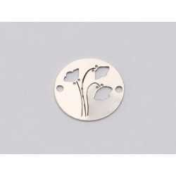 E1153 N Link banut din argint model floral Maci, 12mm 0.5mm E1153 N Link banut din argint model floral Maci, 12mm 0.5mm