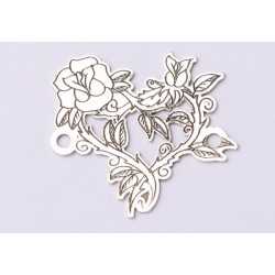E0656-G-Link argint inima cu flori 20*17mm 0.5mm grosime