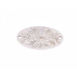 E1589 G Link oval gravat cu model floral 16.5x9.5mm, 0.3mm 1 buc