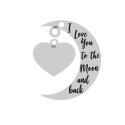 E0026-G-Semiluna cu inimioara I Love You to the Moon and Back 20mm x 15mm 0.33mm