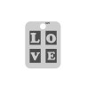 E0054-G-Tag din argint LOVE 16mm x 12mm 0.33mm