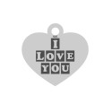 E0053-G-Inima din argint I LOVE YOU 16mm x 15mm 0.33mm