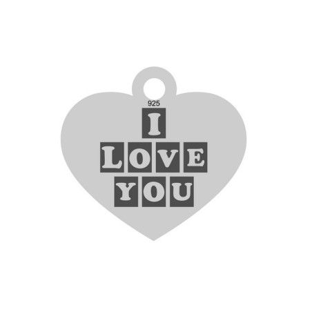 E0053-G-Inima din argint I LOVE YOU 16mm x 15mm 0.33mm