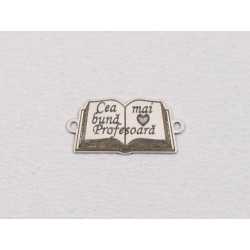 E1985 G Link Ag 925 Carte deschisa "Cea mai buna profesoara" 18x9mm, 0.4mm