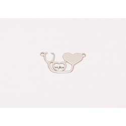 E0208-N-Decupaj Set medical"Stetoscop, inima, puls" Argint 925 diametru 26x15x0.6mm - 1 buc