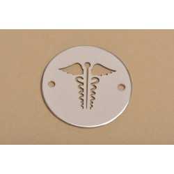 E0141-N-Link rotund din argint 925 diametru 16.5mm decupat simbol medical caduceu 1 buc