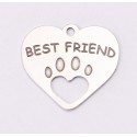 E1173-G-Charm inima din argint "Best friend" 14.5x16.5mm 0.4mm