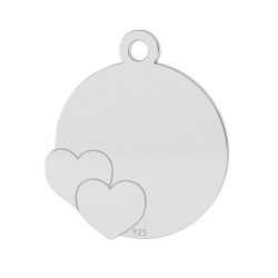 G1230-Charm argint 925 cu inimi gravate 16.70x15.00MM-1 buc