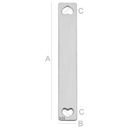 G0158-N-Link tablita din argint cu 2 inimioare 24x4mm 0.4mm