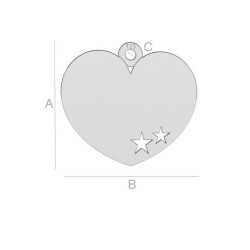 G1787-N-Charm inimioara argint 14x15.50x0.5mm cu stelute 1 buc