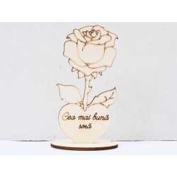 L594-Decupaj lemn floare cu suport "Cea mai buna sora" -1 buc