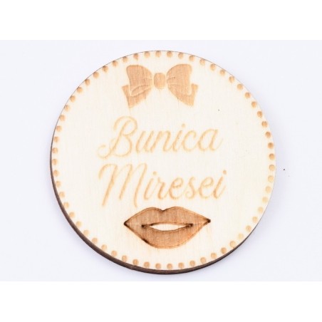 L613-Insigna lemn pentru evenimente "Bunica Miresei" 5cm 1 buc