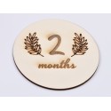 L637-Decoratiune cerc lemn "2 month" 13cm- 1 buc