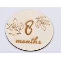 L642-Decoratiune cerc lemn "8 months" 13cm- 1 buc