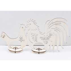 L656 -Decupaj lemn cocos si gaina cu loc suport pentru oua rosii 45x25 cm- 1 buc