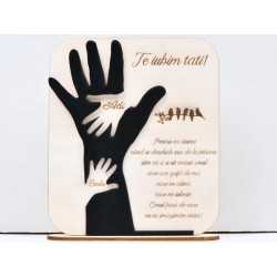 L665-Tablou personalizabil cu 2 nume si suport "Te iubim tati" -22x19 cm- 1 buc