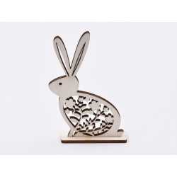 L669-Decoratiune iepuras cu flori din lemn cu suport - 13x6 cm- 1 buc L669-Decoratiune iepuras cu flori din lemn cu suport - 13x6 cm- 1 buc