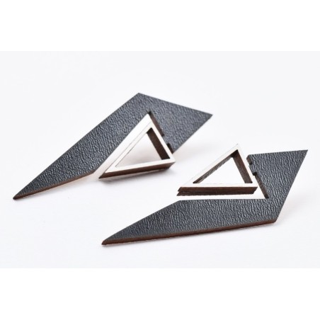 L688- Pereche cercei MDF model geometric 7x2 cm -1 pereche