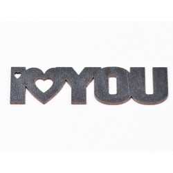 L710-Breloc din MDF negru "I love YOU" 8.5x2 cm - 1 buc L710-Breloc din MDF negru "I love YOU" 8.5x2 cm - 1 buc