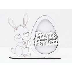 L725-Decoratiune din MDF alb "Iepuras cu ou pt licheni " 15x18cm - 1 buc L725-Decoratiune din MDF alb "Iepuras cu ou pt licheni " 15x18cm - 1 buc