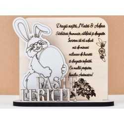 L730 -Decoratiune lemn iepuras "Paste fericit" 15x18 cm -1 bucata L730 -Decoratiune lemn iepuras "Paste fericit" 15x18 cm -1 bucata