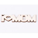 L737-Breloc din placaj "I love Mom" 7.8x1.8 cm - 1 buc