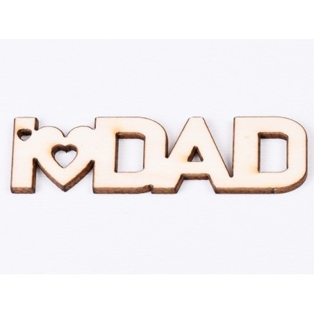 L738-Breloc din placaj "I love Dad" 8x2.2 cm - 1 buc