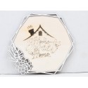 L757-Decoratiune lemn si MDF " Home ... " 27x25 cm - 1 buc