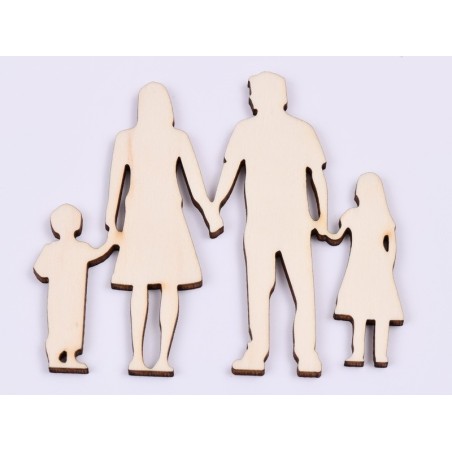 L817-Decoratiune lemn "Siluete familie" 9x8 cm - 1 buc