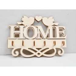 L846-Cuier chei din lemn "Home / birds 3D" 27x19cm - 1 buc L846-Cuier chei din lemn "Home / birds 3D" 27x19cm - 1 buc