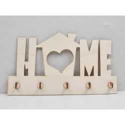 L847-Cuier chei din lemn "Home / heart" 38x22cm - 1 buc L847-Cuier chei din lemn "Home / heart" 38x22cm - 1 buc