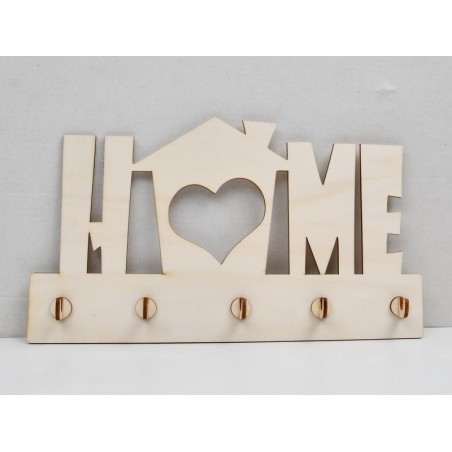 L847-Cuier chei din lemn "Home / heart" 38x22cm - 1 buc