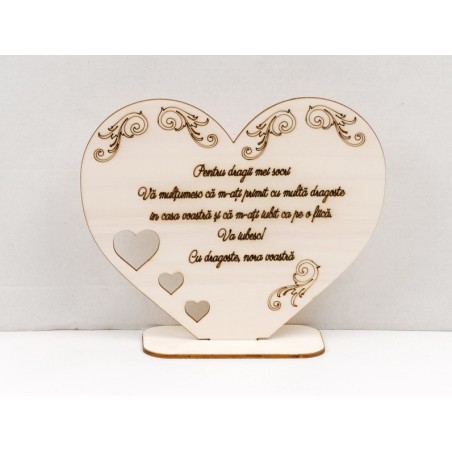 L991 - Decoratiune lemn "Dragii mei socri" -25x20cm -1 bucata