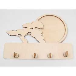 L1068-Decoratiune din lemn "Cuier cu 4 agatatori bonsai deco" - 30x22 cm