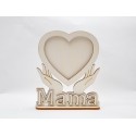 L038- Rama foto Mama din lemn in forma de inima cu suport 15x17cm 1 buc