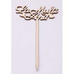L003-Topper lemn "La multi ani!" cu inimioare 17*10cm 1buc L003-Topper lemn "La multi ani!" cu inimioare 17*10cm 1buc