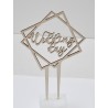 L279-Topper lemn "Wedding day" model patrat 15x23cm 1buc