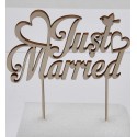 L278- Cake topper lemn "Just Married" 13x15cm 1buc