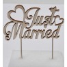 L278- Cake topper lemn "Just Married" 13x15cm 1buc