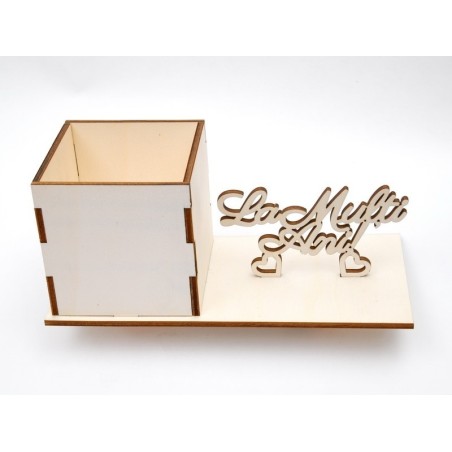 L015-Suport flori/Organizator birou cu text "La multi ani!" 9x10x22cm 1buc