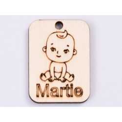 L486-Decupaj dreptunghi lemn 4*3cm Bebe baiat martisor -1 buc