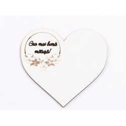 L1050-Decupaj inima MDF alb "Cea mai buna matusa", 6x7cm - 1 buc