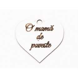 L1089-Decupaj inima MDF alb "O mama de poveste", 5x5cm - 1 buc L1089-Decupaj inima MDF alb "O mama de poveste", 5x5cm - 1 buc