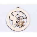 L344-Glob din lemn personalizabil cu numele dorit "Snowflake&star " 7 cm